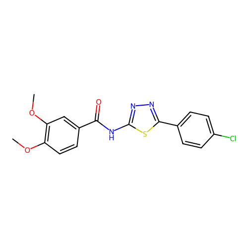N-(5-(4-chlorophenyl)-1,3,4-thiadiazol-2-yl)-3,4-dimethoxybenzamide structure