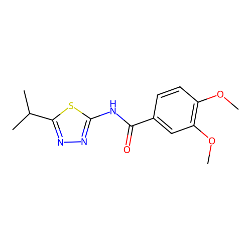 3,4-dimethoxy-N-[5-(propan-2-yl)-1,3,4-thiadiazol-2-yl]benzamide structure