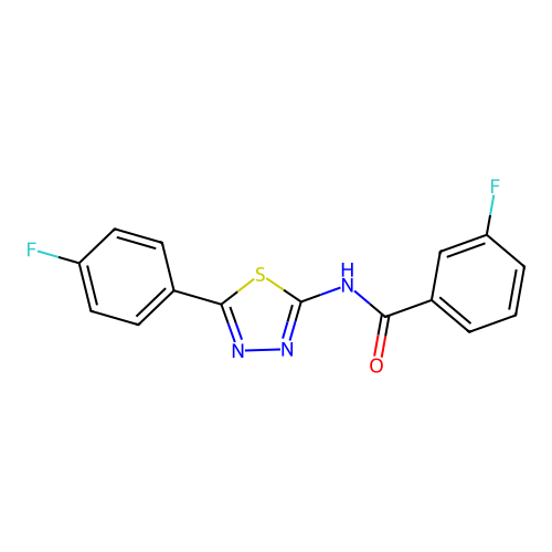 3-fluoro-N-[5-(4-fluorophenyl)-1,3,4-thiadiazol-2-yl]benzamide structure