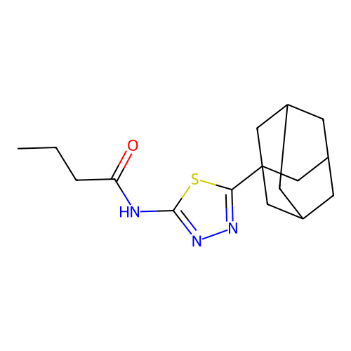 N-[5-(1-adamantyl)-1,3,4-thiadiazol-2-yl]butanamide structure