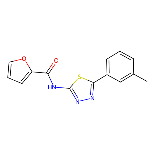 N-[5-(3-methylphenyl)-1,3,4-thiadiazol-2-yl]furan-2-carboxamide structure