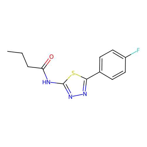 N-[5-(4-fluorophenyl)-1,3,4-thiadiazol-2-yl]butanamide structure