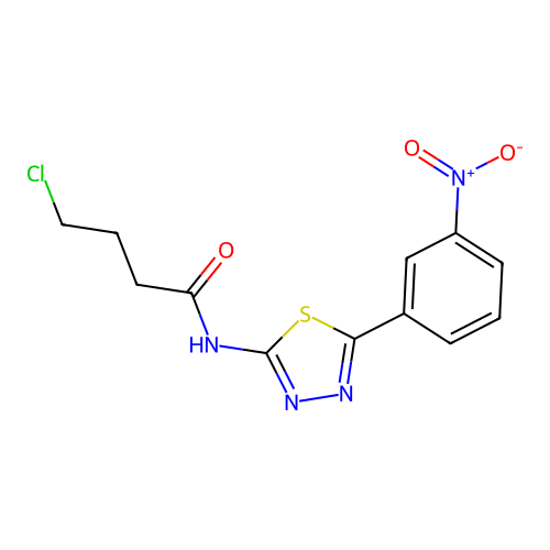 4-chloro-N-[5-(3-nitrophenyl)-1,3,4-thiadiazol-2-yl]butanamide structure