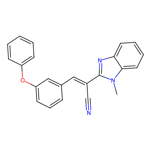 (E)-2-(1-methyl-1H-benzo[d]imidazol-2-yl)-3-(3-phenoxyphenyl)acrylonitrile structure