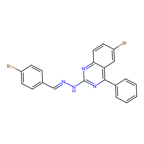 (E)-6-bromo-2-(2-(4-bromobenzylidene)hydrazinyl)-4-phenylquinazoline structure