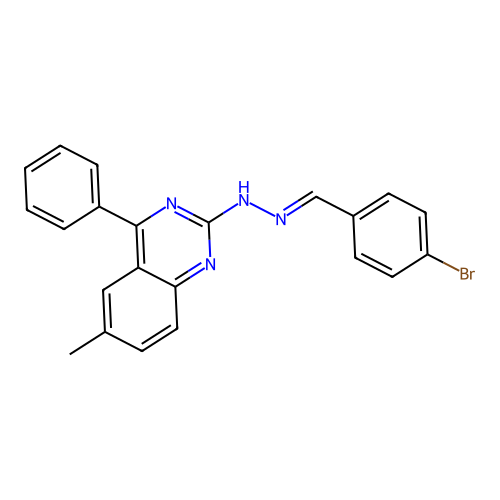 (E)-2-(2-(4-bromobenzylidene)hydrazinyl)-6-methyl-4-phenylquinazoline structure