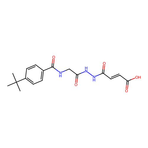 (E)-4-(2-(2-(4-(tert-butyl)benzamido)acetyl)hydrazinyl)-4-oxobut-2-enoic acid structure