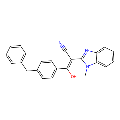 3-(4-Benzylphenyl)-3-hydroxy-2-(1-methylbenzimidazol-2-yl)prop-2-enenitrile structure