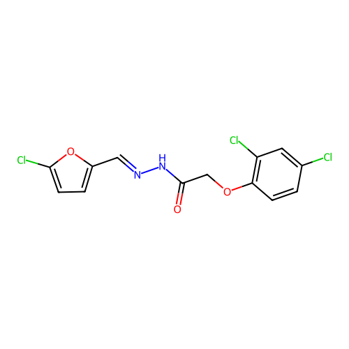 (E)-N'-((5-chlorofuran-2-yl)methylene)-2-(2,4-dichlorophenoxy)acetohydrazide structure