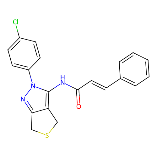 N-(2-(4-chlorophenyl)-4,6-dihydro-2H-thieno[3,4-c]pyrazol-3-yl)cinnamamide structure