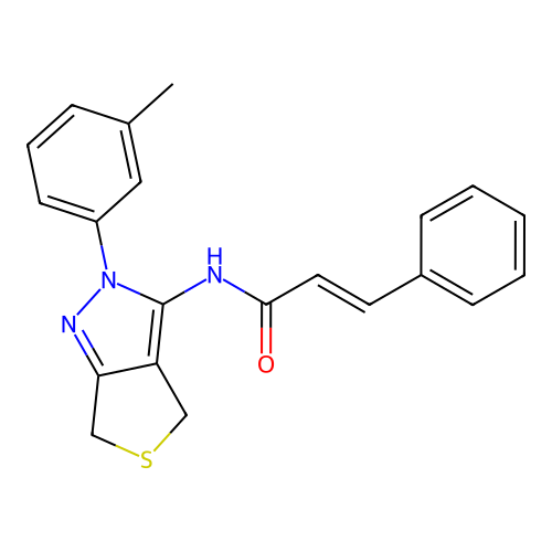 N-(2-(m-tolyl)-4,6-dihydro-2H-thieno[3,4-c]pyrazol-3-yl)cinnamamide structure