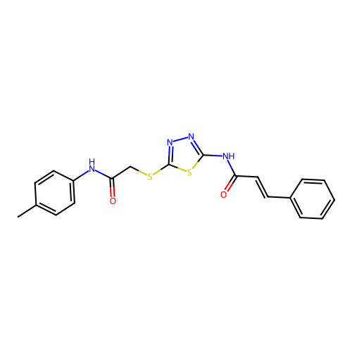 N-(5-((2-oxo-2-(p-tolylamino)ethyl)thio)-1,3,4-thiadiazol-2-yl)cinnamamide structure