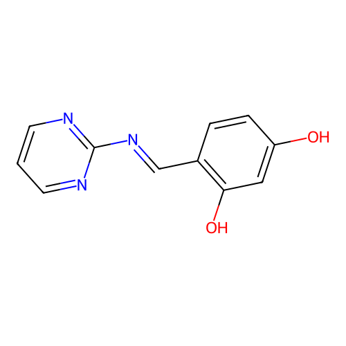 4-(Pyrimidin-2-yliminomethyl)benzene-1,3-diol structure