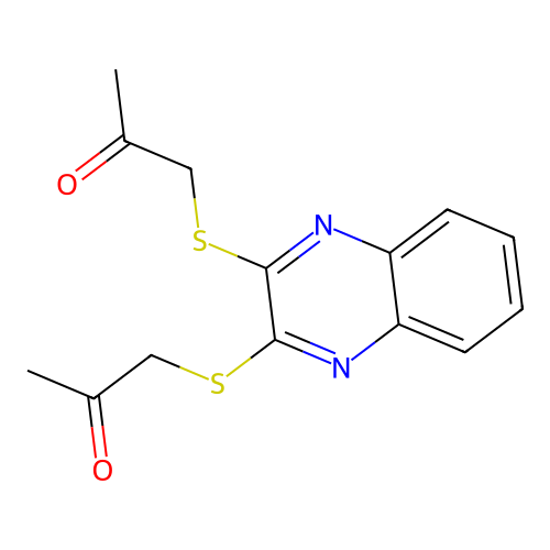 1-[3-(2-Oxopropylthio)quinoxalin-2-ylthio]acetone structure