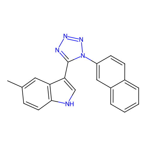 5-methyl-3-(1-naphthalen-2-yl-1H-tetraazol-5-yl)-1H-indole structure