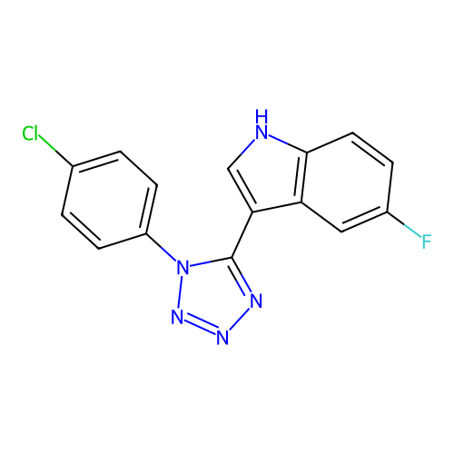 3-[1-(4-chlorophenyl)-1H-tetraazol-5-yl]-5-fluoro-1H-indole structure