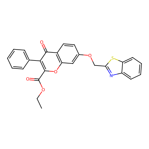 ethyl 7-(benzo[d]thiazol-2-ylmethoxy)-4-oxo-3-phenyl-4H-chromene-2-carboxylate structure