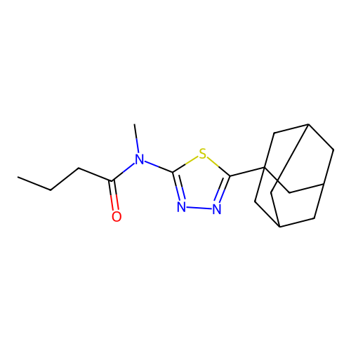 N-[5-(1-adamantyl)-1,3,4-thiadiazol-2-yl]-N-methylbutanamide structure