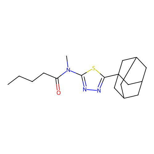 N-[5-(1-adamantyl)-1,3,4-thiadiazol-2-yl]-N-methylpentanamide structure