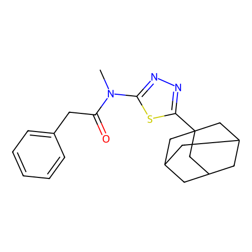N-[5-(1-adamantyl)-1,3,4-thiadiazol-2-yl]-N-methyl-2-phenylacetamide structure