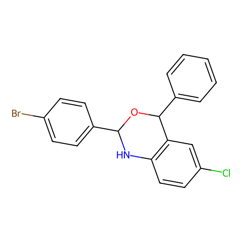 2-(4-bromophenyl)-6-chloro-4-phenyl-1,4-dihydro-2H-3,1-benzoxazine structure