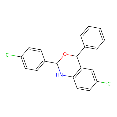 6-chloro-2-(4-chlorophenyl)-4-phenyl-2,4-dihydro-1H-3,1-benzoxazine structure