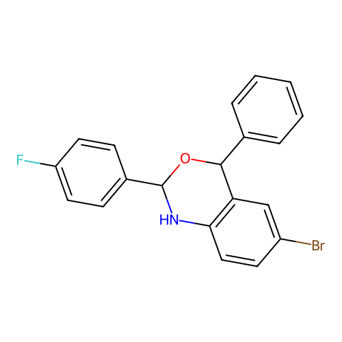 6-bromo-2-(4-fluorophenyl)-4-phenyl-1,4-dihydro-2H-3,1-benzoxazine structure