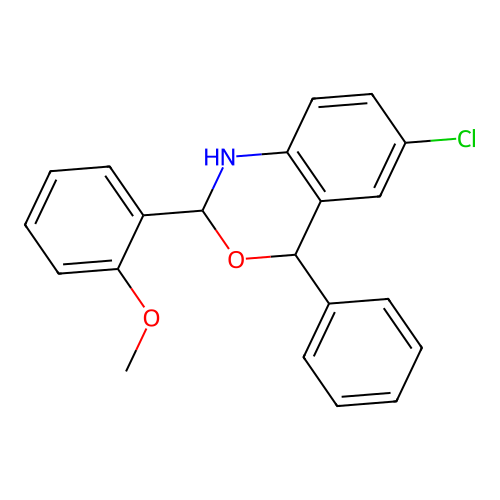 6-chloro-2-(2-methoxyphenyl)-4-phenyl-1,4-dihydro-2H-3,1-benzoxazine structure