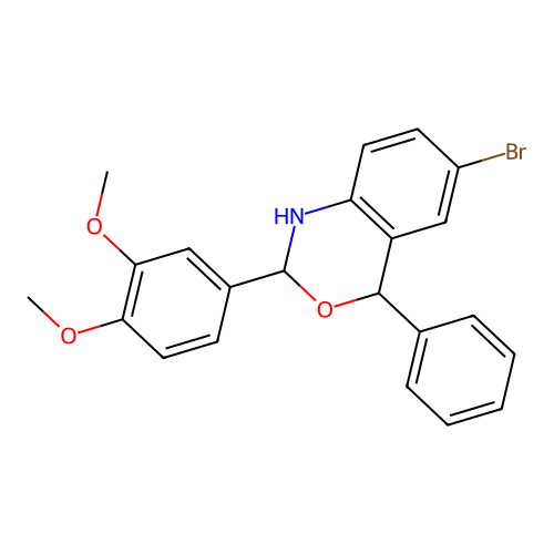 6-bromo-2-(3,4-dimethoxyphenyl)-4-phenyl-1,4-dihydro-2H-3,1-benzoxazine structure
