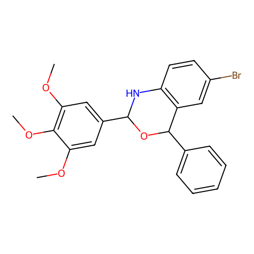 6-bromo-4-phenyl-2-(3,4,5-trimethoxyphenyl)-2,4-dihydro-1H-3,1-benzoxazine structure