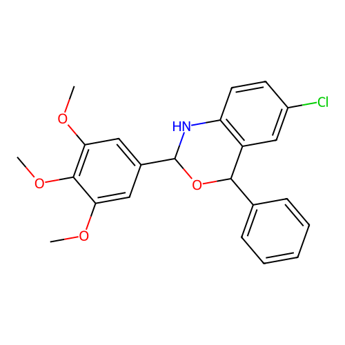 6-chloro-4-phenyl-2-(3,4,5-trimethoxyphenyl)-1,4-dihydro-2H-3,1-benzoxazine structure