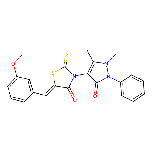 (5Z)-3-(1,5-dimethyl-3-oxo-2-phenylpyrazol-4-yl)-5-[(3-methoxyphenyl)methylidene]-2-sulfanylidene-1,3-thiazolidin-4-one structure