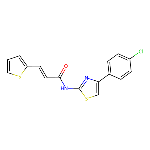 (E)-N-(4-(4-chlorophenyl)thiazol-2-yl)-3-(thiophen-2-yl)acrylamide structure