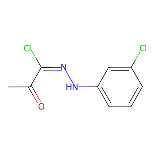 (1E)-N-(3-chlorophenyl)-2-oxopropanehydrazonoyl chloride structure