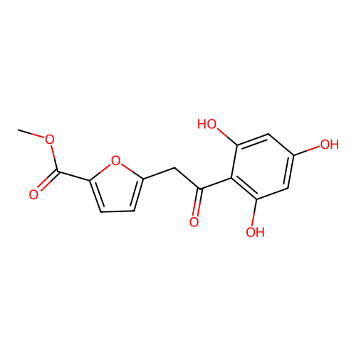 Methyl 5-[2-oxo-2-(2,4,6-trihydroxyphenyl)ethyl]furan-2-carboxylate structure