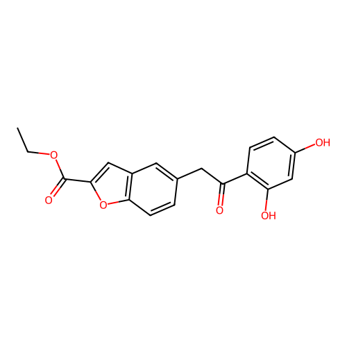 Ethyl 5-[2-(2,4-dihydroxyphenyl)-2-oxoethyl]-1-benzofuran-2-carboxylate structure