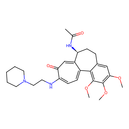 (S)-N-(1,2,3-trimethoxy-9-oxo-10-((2-(piperidin-1-yl)ethyl)amino)-5,6,7,9-tetrahydrobenzo[a]heptalen-7-yl)acetamide structure