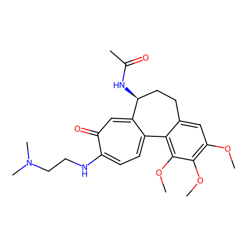 (S)-N-(10-((2-(dimethylamino)ethyl)amino)-1,2,3-trimethoxy-9-oxo-5,6,7,9-tetrahydrobenzo[a]heptalen-7-yl)acetamide structure