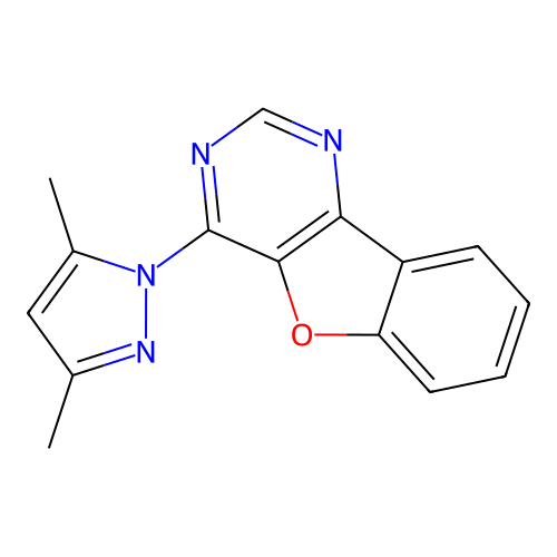 4-(3,5-dimethyl-1H-pyrazol-1-yl)[1]benzofuro[3,2-d]pyrimidine structure
