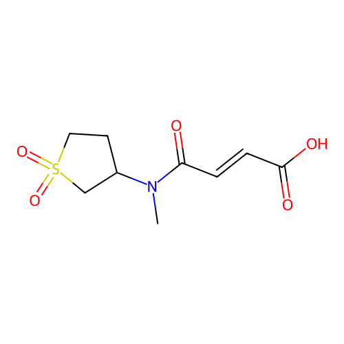(E)-4-((1,1-dioxidotetrahydrothiophen-3-yl)(methyl)amino)-4-oxobut-2-enoic acid structure