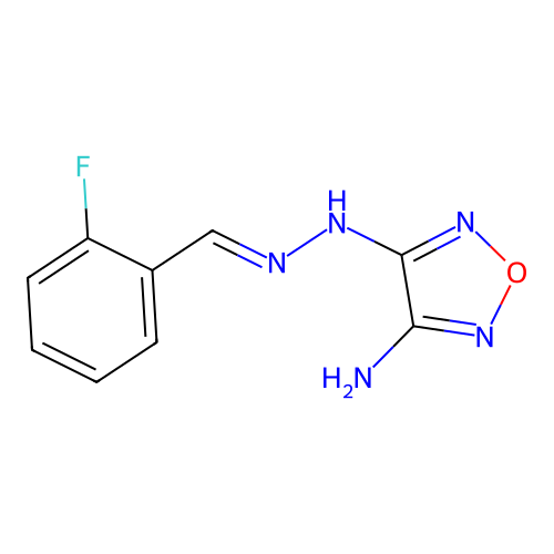 3-N-[(2-fluorophenyl)methylideneamino]-1,2,5-oxadiazole-3,4-diamine structure