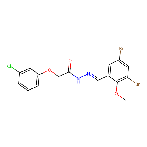 2-(3-chlorophenoxy)-N'-[(E)-(3,5-dibromo-2-methoxyphenyl)methylidene]acetohydrazide structure