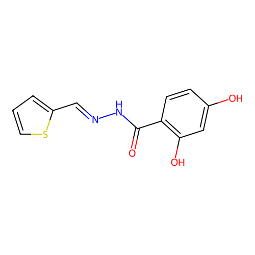2,4-dihydroxy-N-(thiophen-2-ylmethylideneamino)benzamide structure