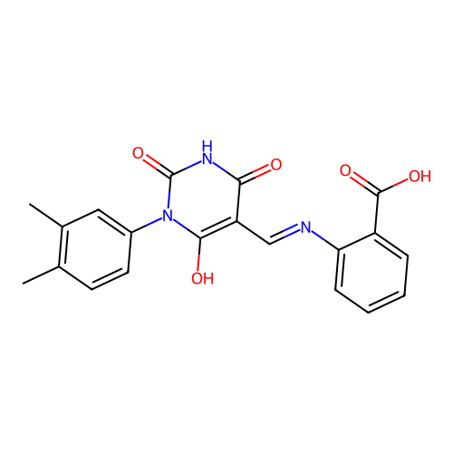 2-[[1-(3,4-dimethylphenyl)-2,4,6-trioxo-1,3-diazinan-5-ylidene]methylamino]benzoic Acid structure