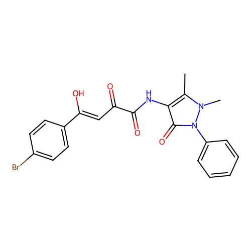 (2Z)-4-(4-bromophenyl)-N-(1,5-dimethyl-3-oxo-2-phenyl-2,3-dihydro-1H-pyrazol-4-yl)-2-hydroxy-4-oxobut-2-enamide structure