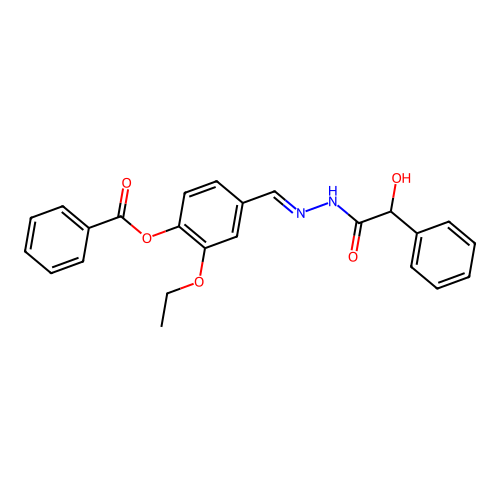 2-Ethoxy-4-(2-(hydroxy(phenyl)acetyl)carbohydrazonoyl)phenyl benzoate structure
