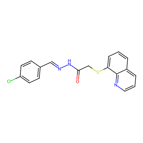 N'-[(E)-(4-chlorophenyl)methylidene]-2-(quinolin-8-ylsulfanyl)acetohydrazide structure