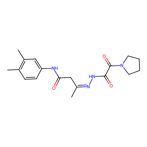 (3Z)-N-(3,4-dimethylphenyl)-3-[(2-oxo-2-pyrrolidin-1-ylacetyl)hydrazinylidene]butanamide structure