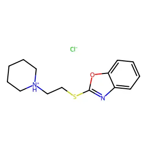 Benzoxazole, 2-((2-piperidinoethyl)thio)-, hydrochloride structure