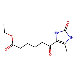 Ethyl 2,3-dihydro-5-methyl-epsilon-2-dioxo-1H-imidazole-4-hexanoate structure